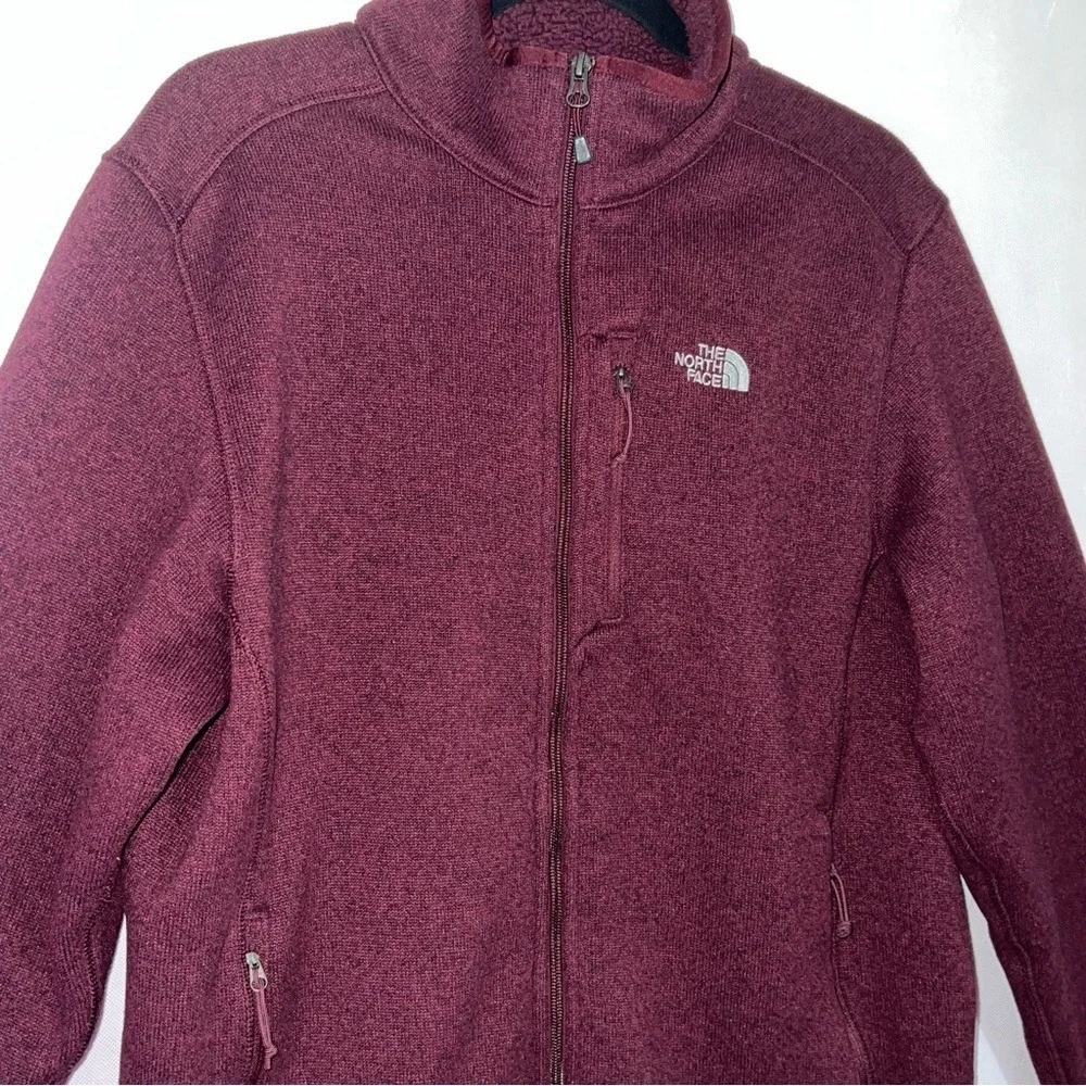 The North Face Men's Maroon full‎ zip up fleece jacket size Large